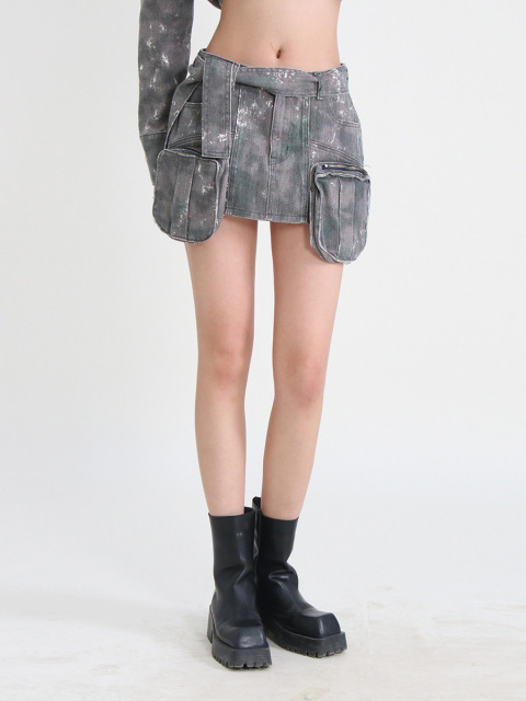 Printed camouflage skirt