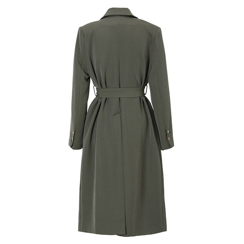Long trench coat women's grey-green coat