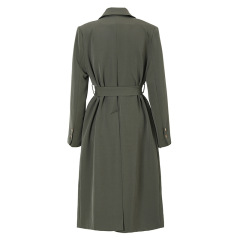 Long trench coat women's grey-green coat