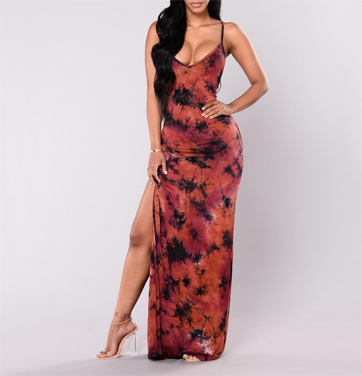 Halter print fishtail dress