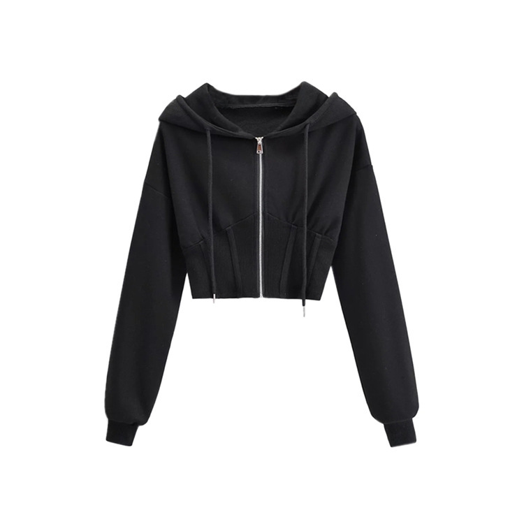 Sport hooded zipper hoodie coat lady