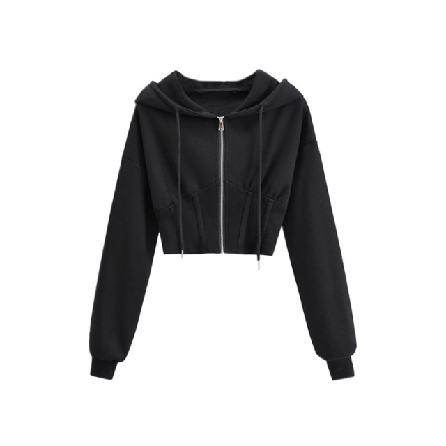 Sport hooded zipper hoodie coat lady