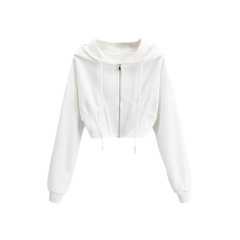 Sport hooded zipper hoodie coat lady