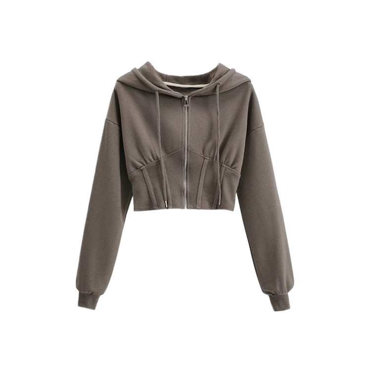 Sport hooded zipper hoodie coat lady