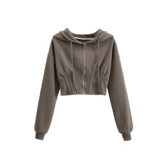 Sport hooded zipper hoodie coat lady