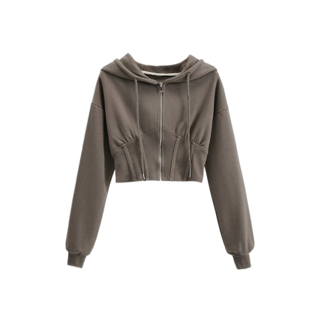 Sport hooded zipper hoodie coat lady