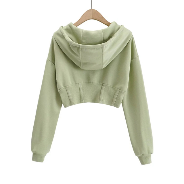 Sport hooded zipper hoodie coat lady