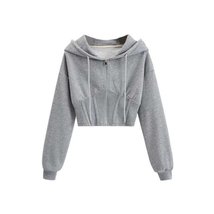 Sport hooded zipper hoodie coat lady