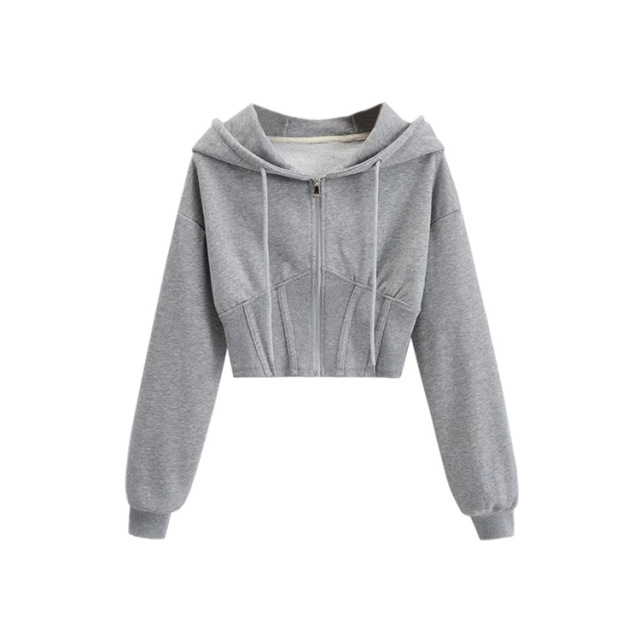 Sport hooded zipper hoodie coat lady