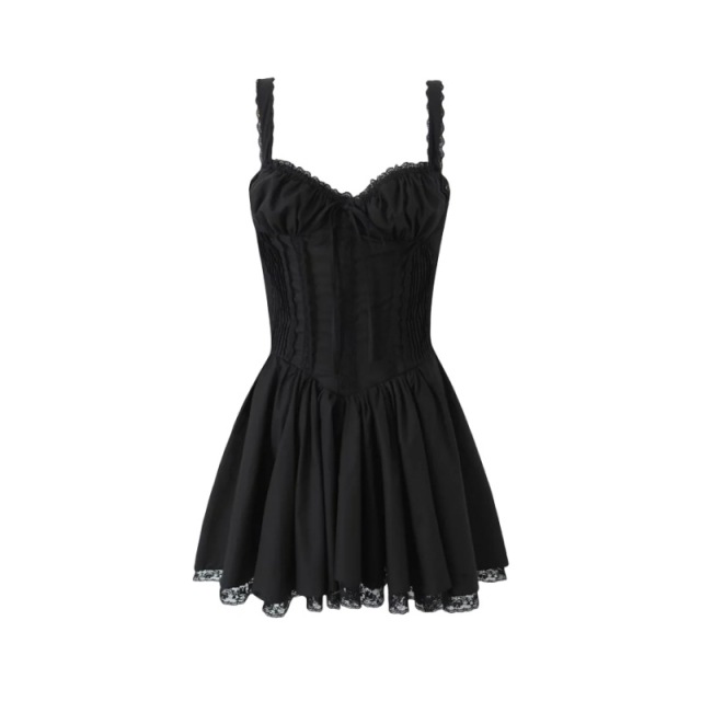 Lace dress with suspenders