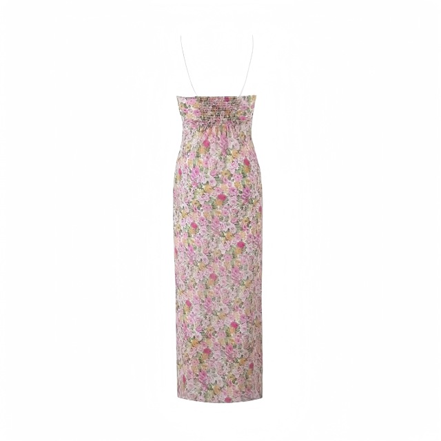 Lace halter print dress