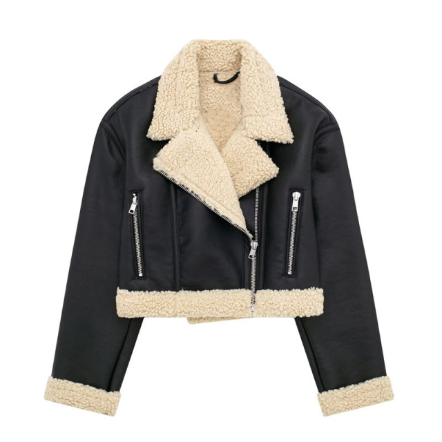 Vintage double-sided fleece leather jacket
