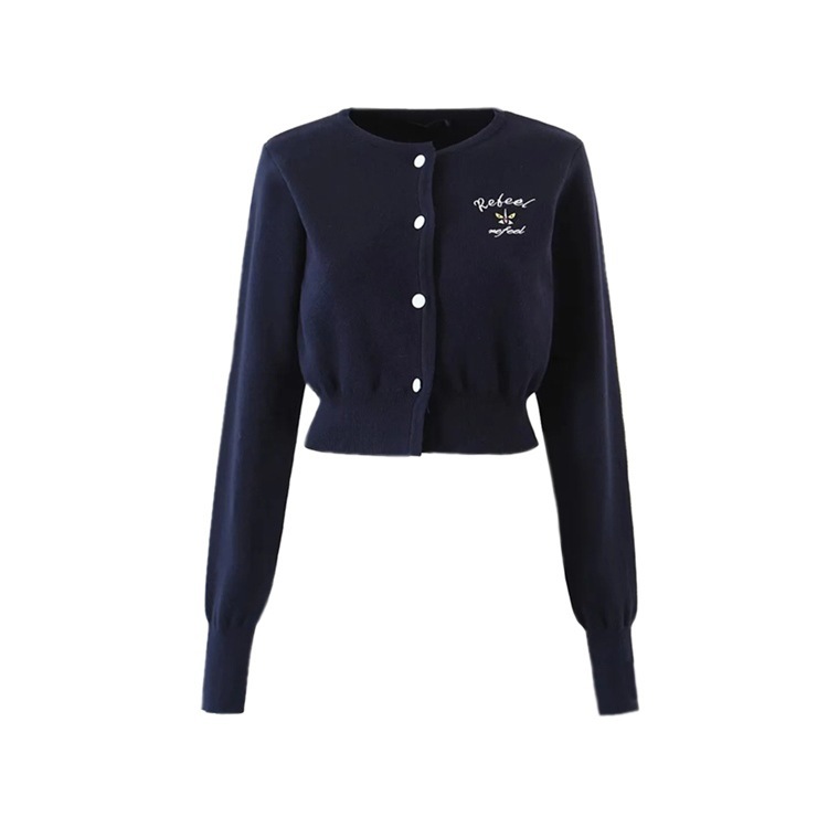 Mi embroidery high waist short cardigan top