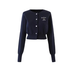 Mi embroidery high waist short cardigan top