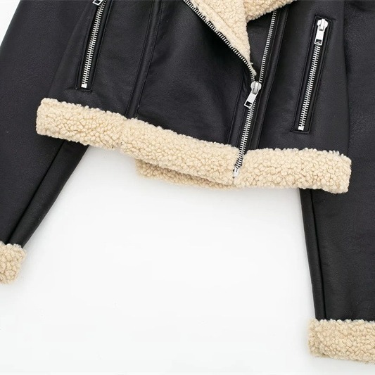 Vintage double-sided fleece leather jacket