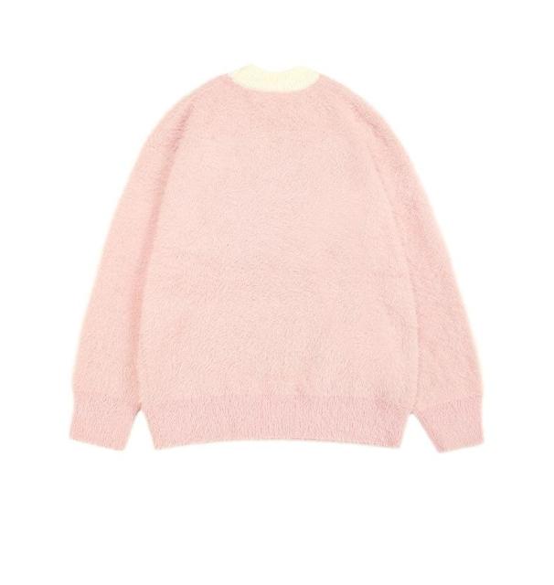 Dopamine vintage cartoon couple crew-neck knitwear