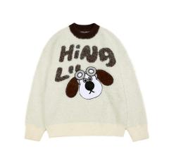Dopamine vintage cartoon couple crew-neck knitwear
