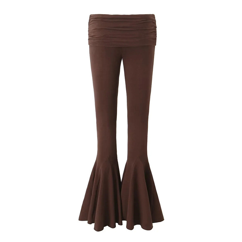 Tight pleated low-rise oversized bell bottoms