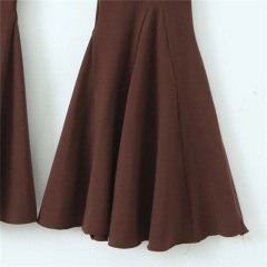 Tight pleated low-rise oversized bell bottoms