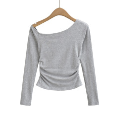 Sexy off-the-shoulder slant neck bodice top