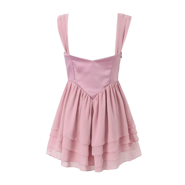 Sexy V-neck strappy tiered Spice slip dress