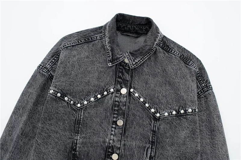 Stud trim patchwork denim jacket