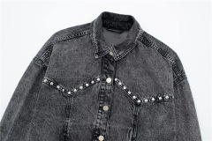 Stud trim patchwork denim jacket