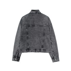Stud trim patchwork denim jacket