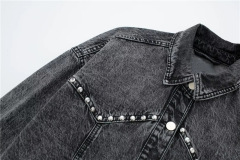 Stud trim patchwork denim jacket