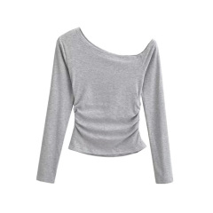 Sexy off-the-shoulder slant neck bodice top