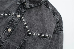 Stud trim patchwork denim jacket
