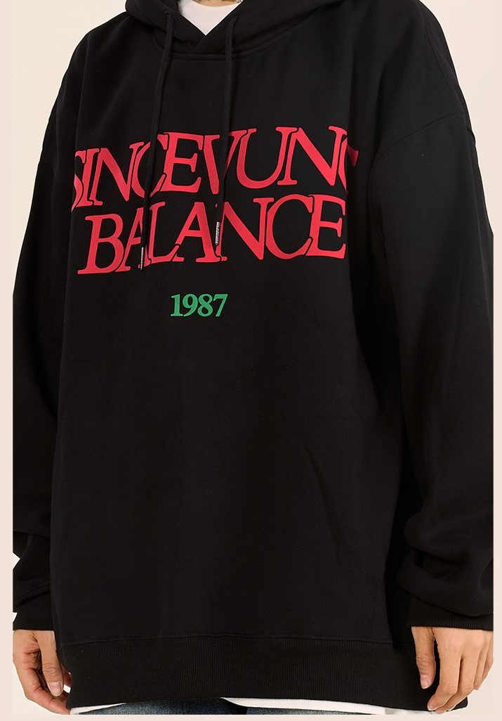 Vintage letter pattern printed hooded high street couple hoodie