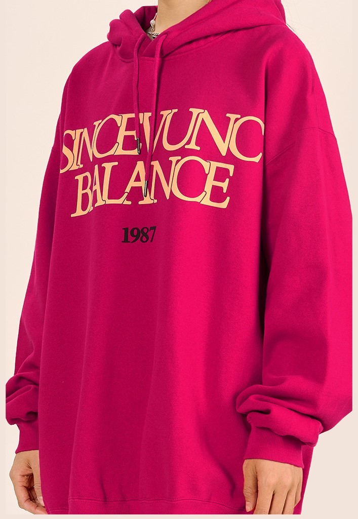 Vintage letter pattern printed hooded high street couple hoodie