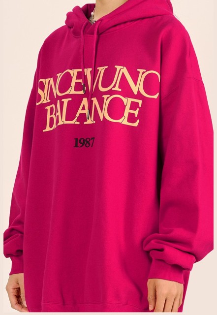 Vintage letter pattern printed hooded high street couple hoodie