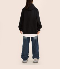 Vintage letter pattern printed hooded high street couple hoodie