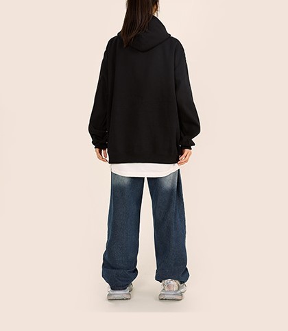 Vintage letter pattern printed hooded high street couple hoodie
