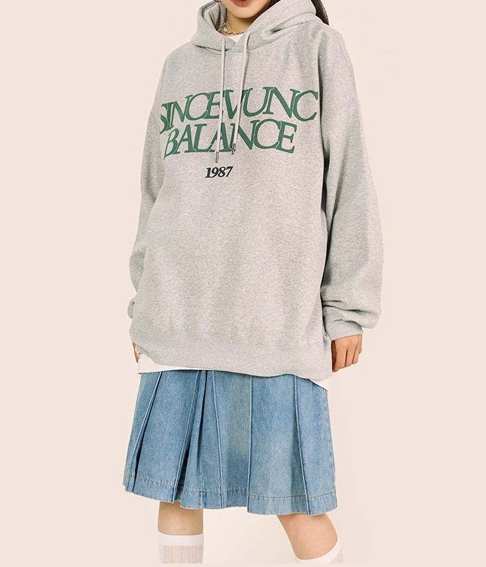 Vintage letter pattern printed hooded high street couple hoodie