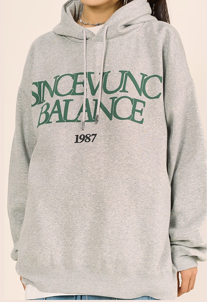 Vintage letter pattern printed hooded high street couple hoodie
