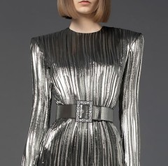 Silver long sleeved formal dress