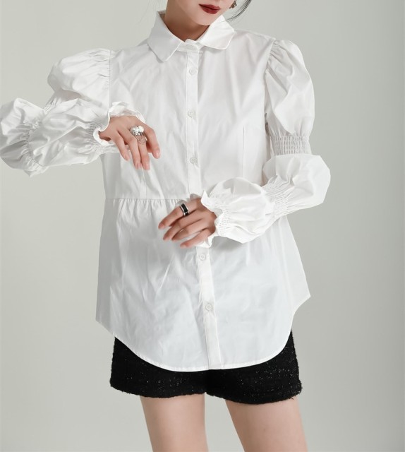 Bubble sleeve petal sleeve shirt for women