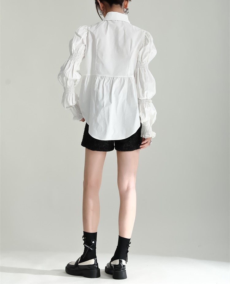 Bubble sleeve petal sleeve shirt for women