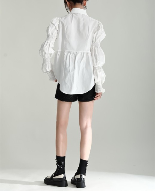 Bubble sleeve petal sleeve shirt for women