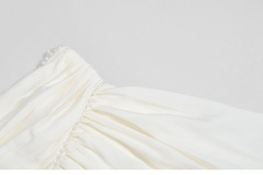 Lantern sleeve bow shirt pleated short skirt set