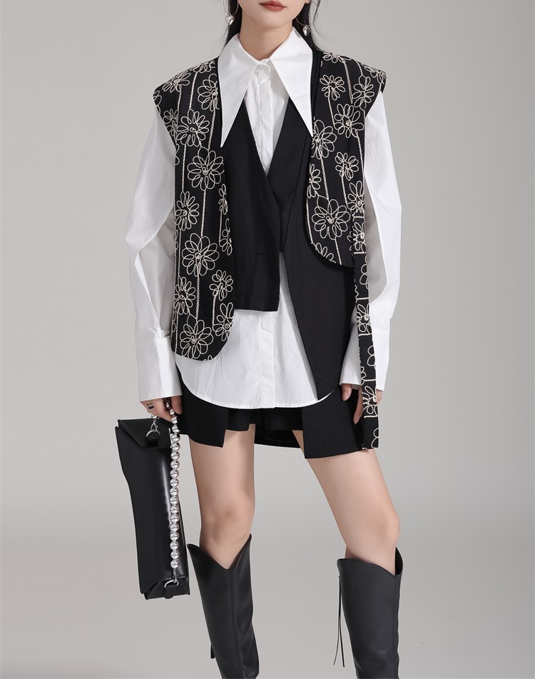Sleeveless cardigan fake two suit jackets