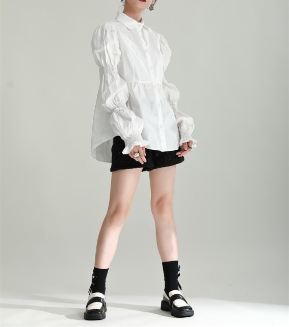 Bubble sleeve petal sleeve shirt for women