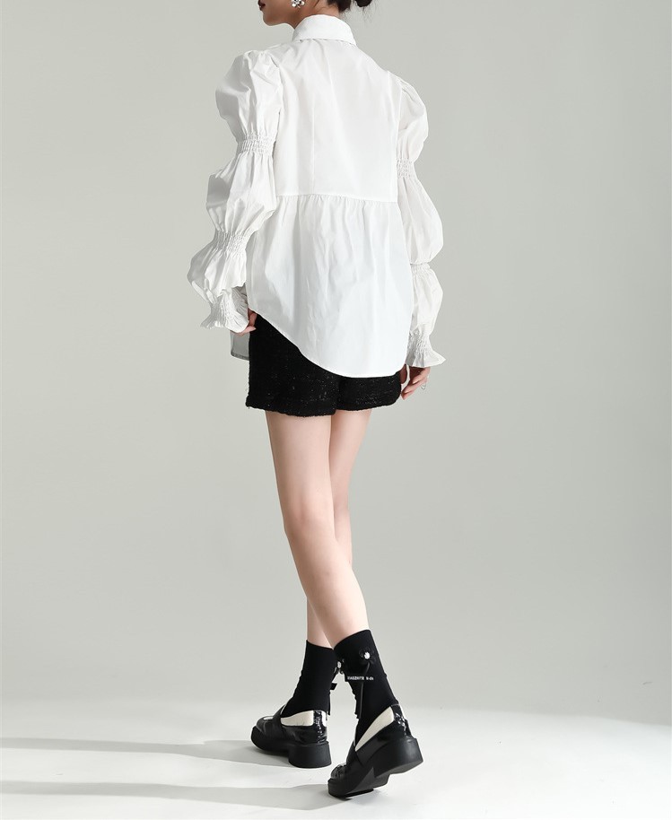 Bubble sleeve petal sleeve shirt for women