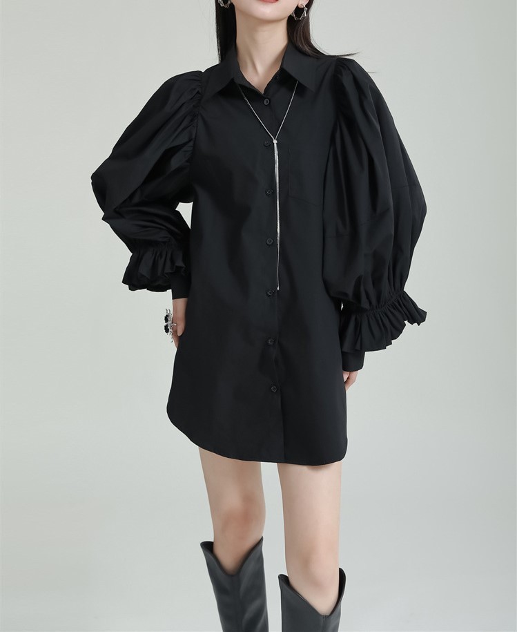 Lantern shaped long sleeved shirt for women
