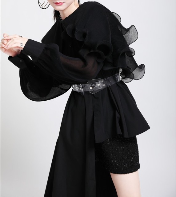 Retro irregular pleated shirt skirt