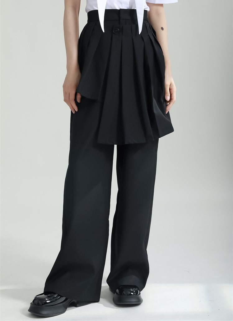 Splicing pleated suit casual pants