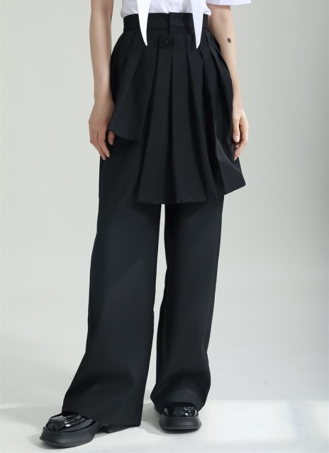 Splicing pleated suit casual pants